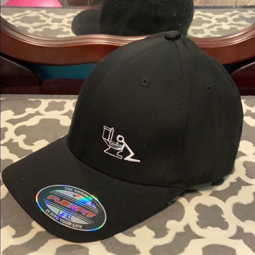 Rowdy Ralphy FlexFit Ball Cap black W/ puking guy